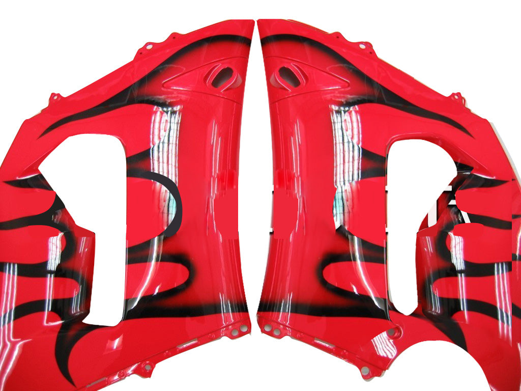 2005-2006 Kawasaki ZX6R 636 Amotopart Fairings Red & Black Flame Ninja Racing Customs Fairing