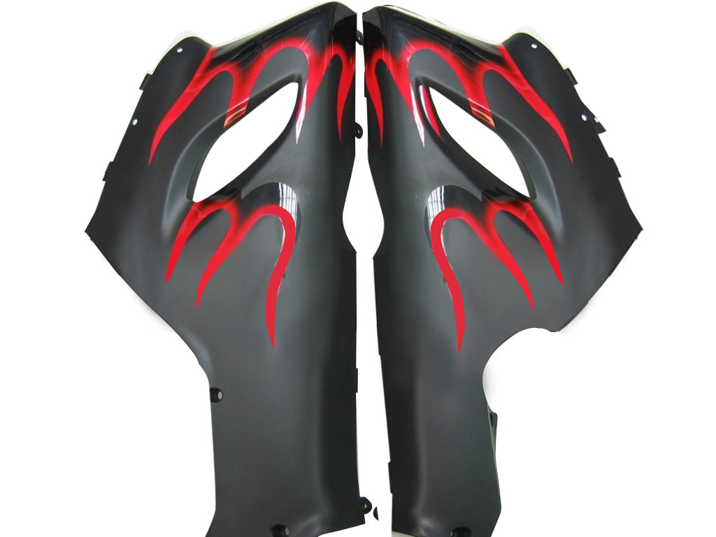 2005-2006 Kawasaki ZX6R 636 Amotopart Fairings Red & Black Flame Ninja Racing Customs Fairing