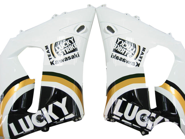 2005-2006 Kawasaki ZX6R 636 Amotopart Fairings Black White Lucky Strike Ninja Racing Customs Fairing