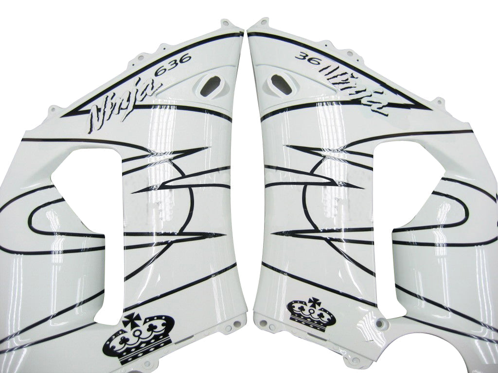 2005-2006 Kawasaki ZX6R 636 Amotopart Fairings White Black Corona Racing Customs Fairing