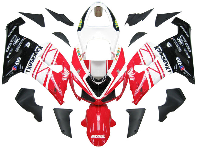 2005-2006 Kawasaki ZX6R 636 Amotopart Fairings Red White Black Ninja Racing Customs Fairing