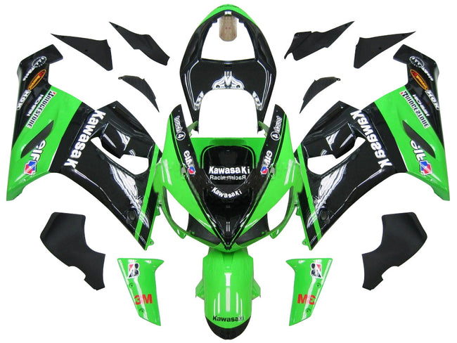 2005-2006 Kawasaki ZX6R 636 Amotopart Fairings Green Black Kawasaki Racing Customs Fairing