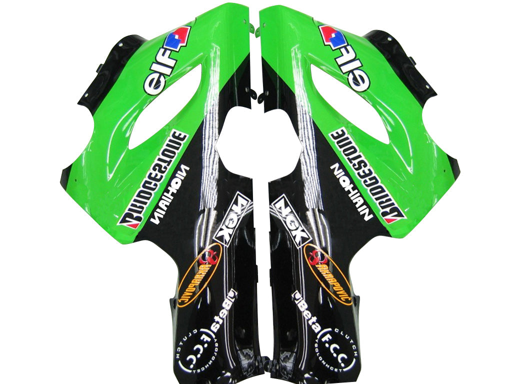 2005-2006 Kawasaki ZX6R 636 Amotopart Fairings Green Black Kawasaki Racing Customs Fairing