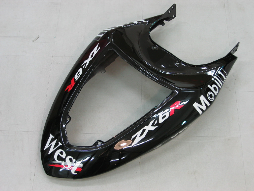 2005-2006 Kawasaki ZX6R 636 Amotopart Fairings Black White West ZX6R Racing Customs Fairing