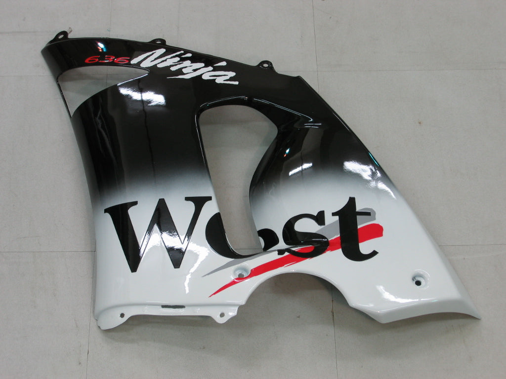 2005-2006 Kawasaki ZX6R 636 Amotopart Fairings Black White West ZX6R Racing Customs Fairing