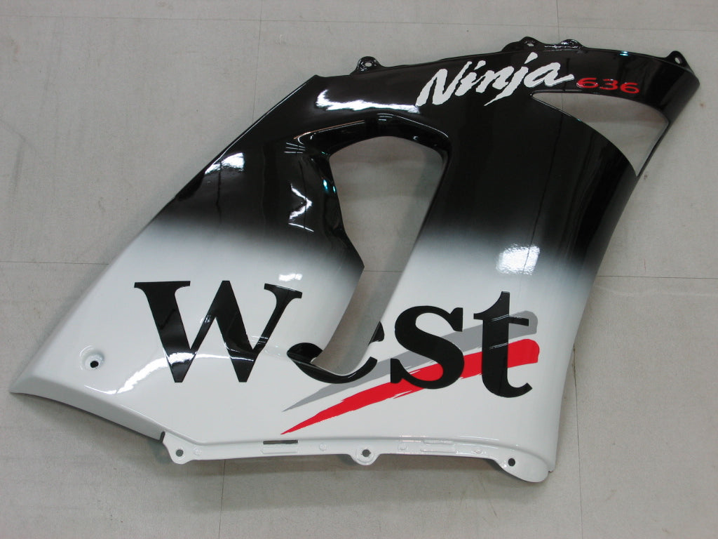 2005-2006 Kawasaki ZX6R 636 Amotopart Fairings Black White West ZX6R Racing Customs Fairing