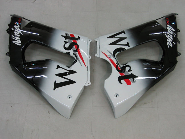 2005-2006 Kawasaki ZX6R 636 Amotopart Fairings Black White West ZX6R Racing Customs Fairing