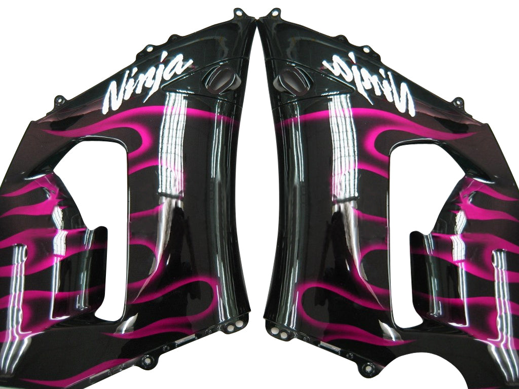 2005-2006 Kawasaki ZX6R 636 Amotopart Fairings Black & Purple Flame Ninja Racing Customs Fairing