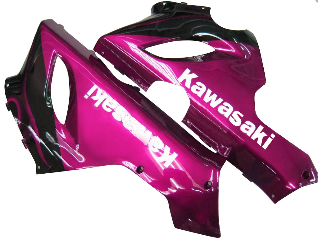 2005-2006 Kawasaki ZX6R 636 Amotopart Fairings Black & Purple Flame Ninja Racing Customs Fairing