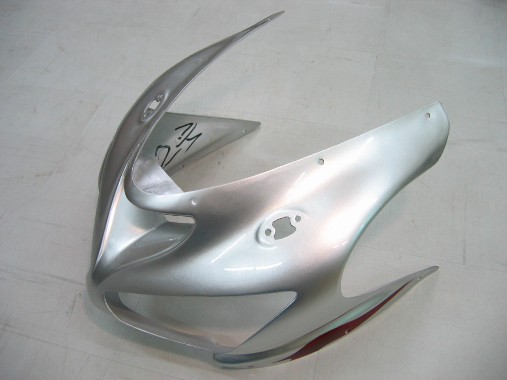 2005-2006 Kawasaki ZX6R 636 Amotopart Fairings Silver & Red Flame Ninja Racing Customs Fairing