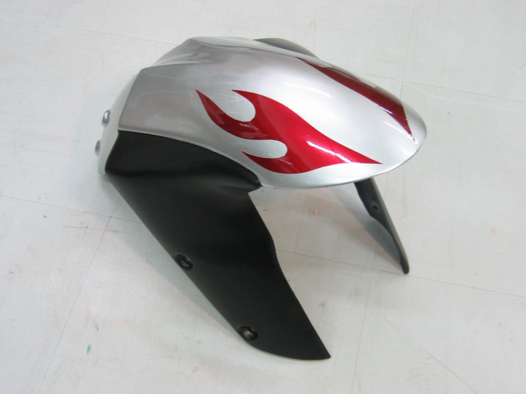 2005-2006 Kawasaki ZX6R 636 Amotopart Fairings Silver & Red Flame Ninja Racing Customs Fairing