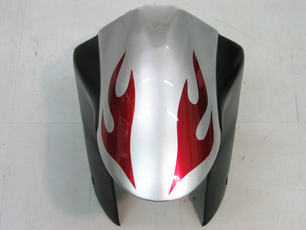 2005-2006 Kawasaki ZX6R 636 Amotopart Fairings Silver & Red Flame Ninja Racing Customs Fairing