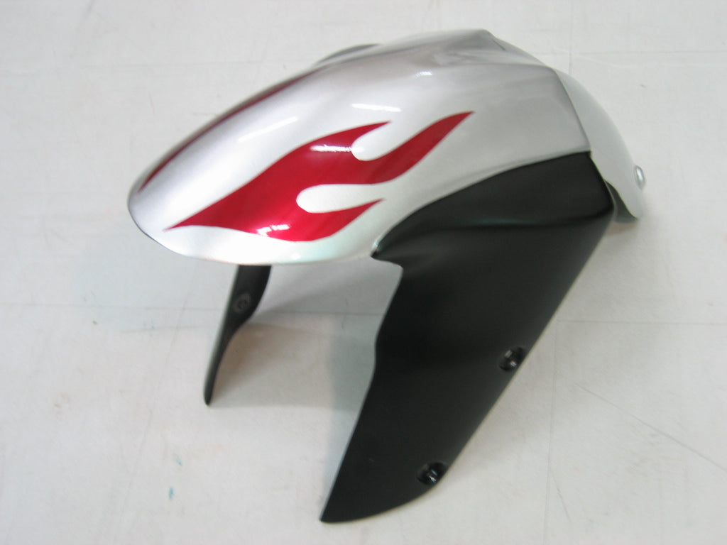 2005-2006 Kawasaki ZX6R 636 Amotopart Fairings Silver & Red Flame Ninja Racing Customs Fairing