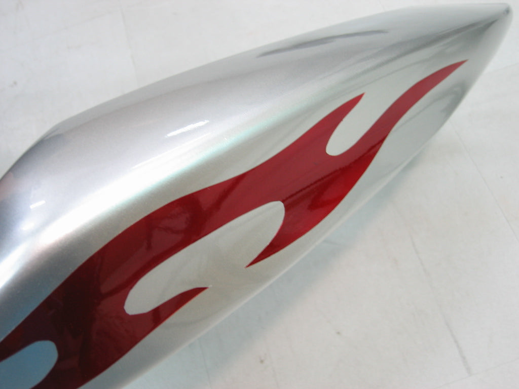 2005-2006 Kawasaki ZX6R 636 Amotopart Fairings Silver & Red Flame Ninja Racing Customs Fairing