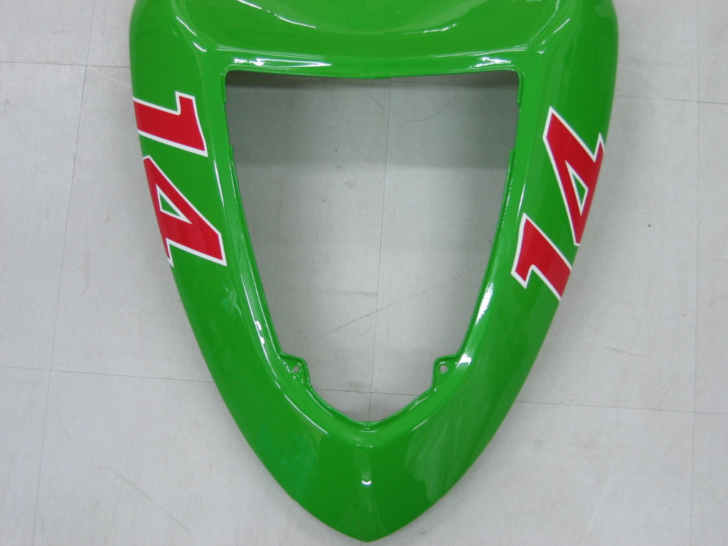 2005-2006 Kawasaki ZX6R 636 Amotopart Fairings Green Black No.14 ZX6R Racing Customs Fairing