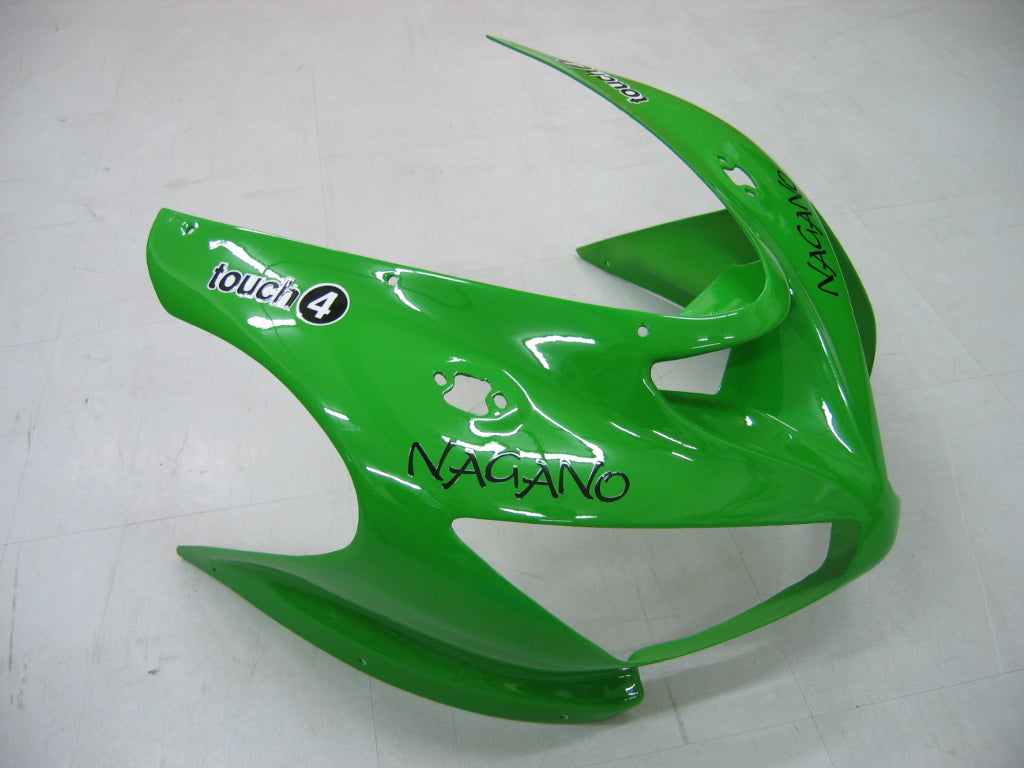 2005-2006 Kawasaki ZX6R 636 Amotopart Fairings Green Black No.14 ZX6R Racing Customs Fairing