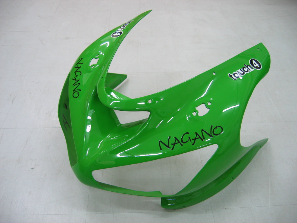 2005-2006 Kawasaki ZX6R 636 Amotopart Fairings Green Black No.14 ZX6R Racing Customs Fairing