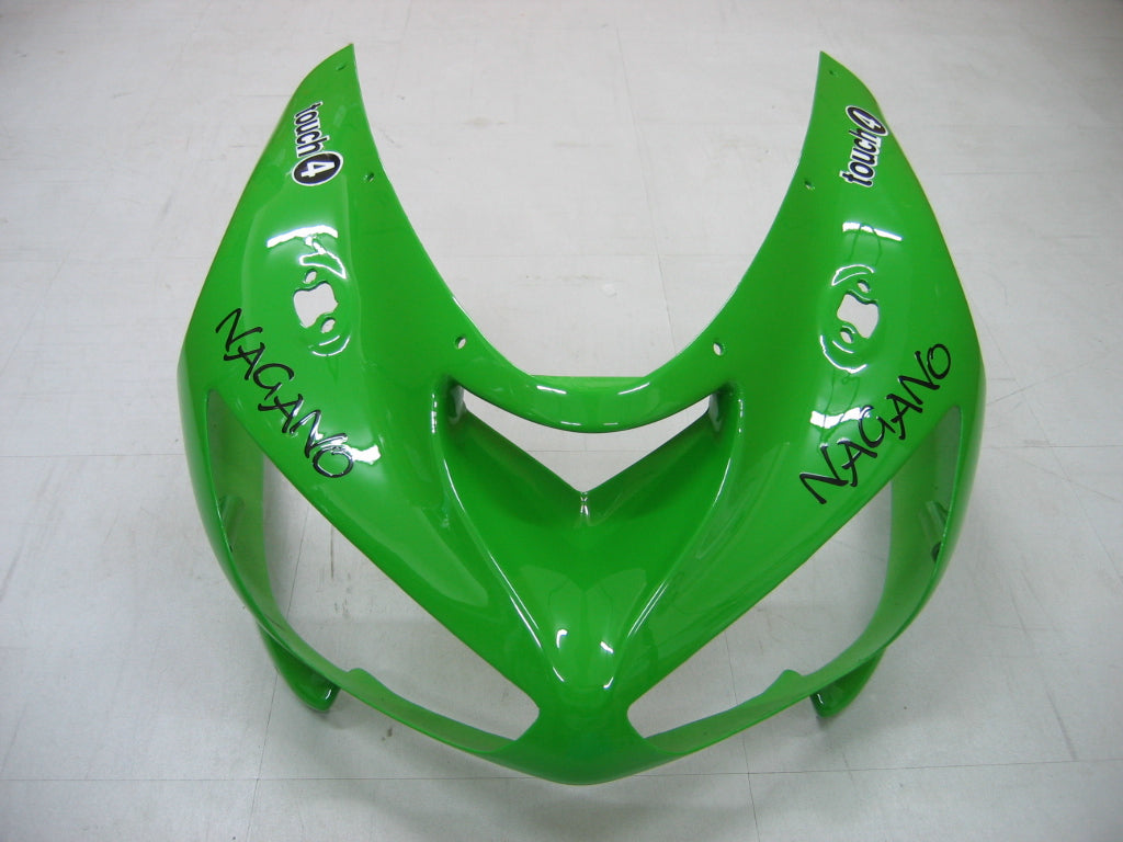 2005-2006 Kawasaki ZX6R 636 Amotopart Fairings Green Black No.14 ZX6R Racing Customs Fairing