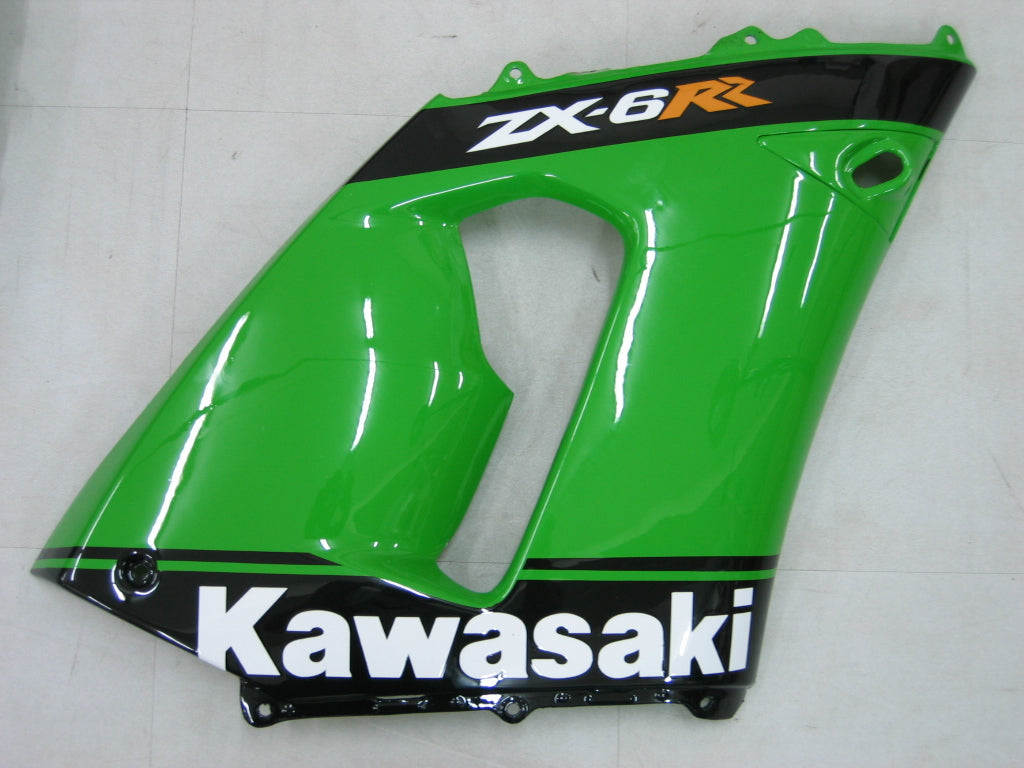 2005-2006 Kawasaki ZX6R 636 Amotopart Fairings Green Black No.14 ZX6R Racing Customs Fairing