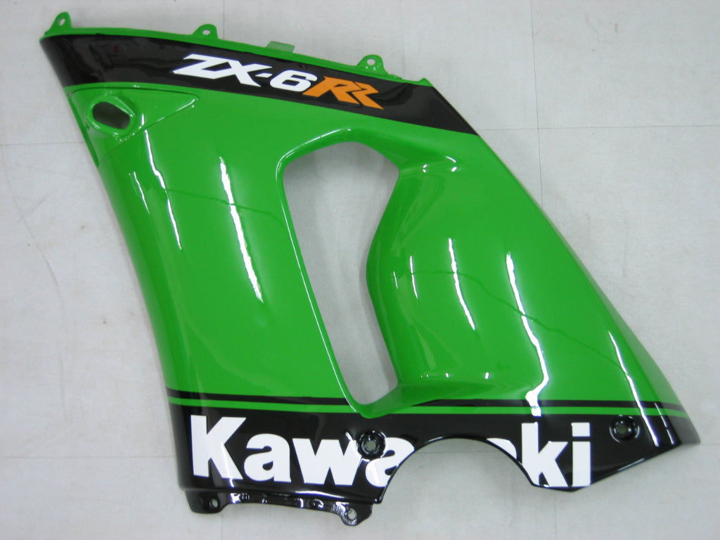 2005-2006 Kawasaki ZX6R 636 Amotopart Fairings Green Black No.14 ZX6R Racing Customs Fairing