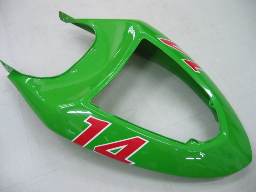 2005-2006 Kawasaki ZX6R 636 Amotopart Fairings Green Black No.14 ZX6R Racing Customs Fairing