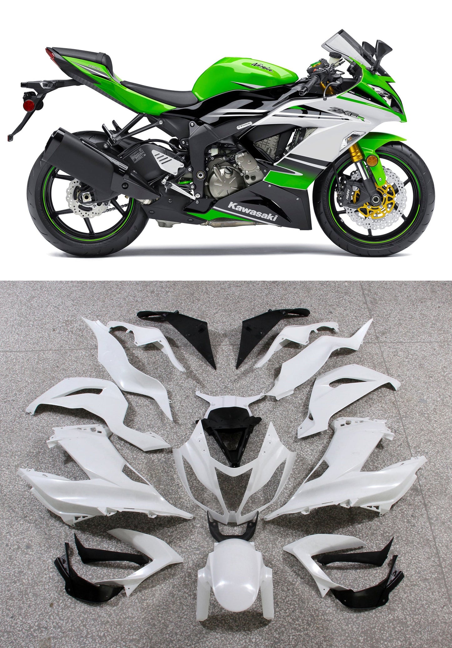 2013-2018 Kawasaki ZX6R 636 Amotopart Fairings Plastics Black Ninja Racing Customs Fairing