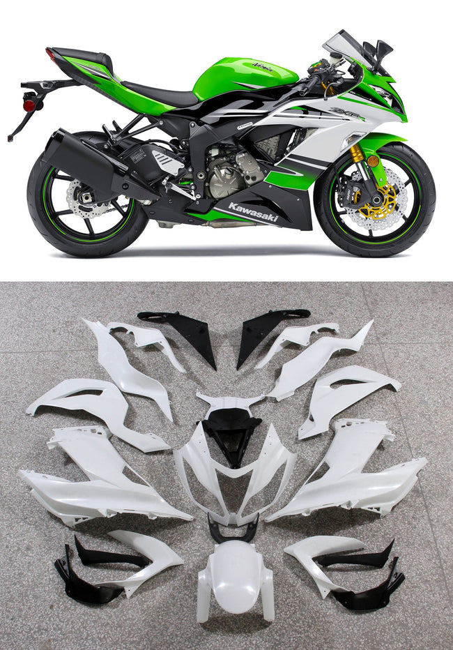 2013-2018 Kawasaki ZX6R 636 Amotopart Fairings Plastics Green White Ninja Racing