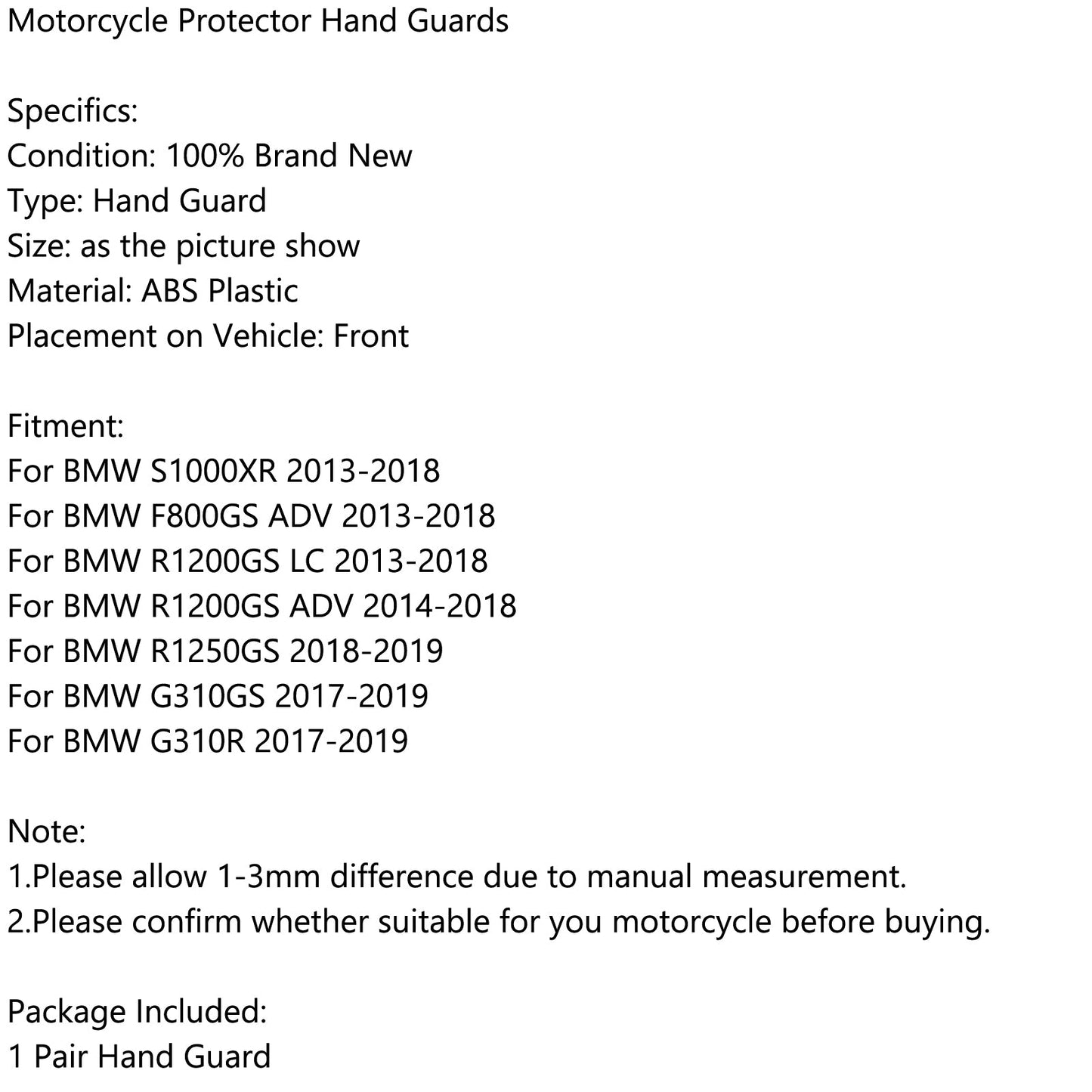 Handguards For BMW R1200GS F800GS ADV 14-18 G310GS 17-19 Smoke Generic