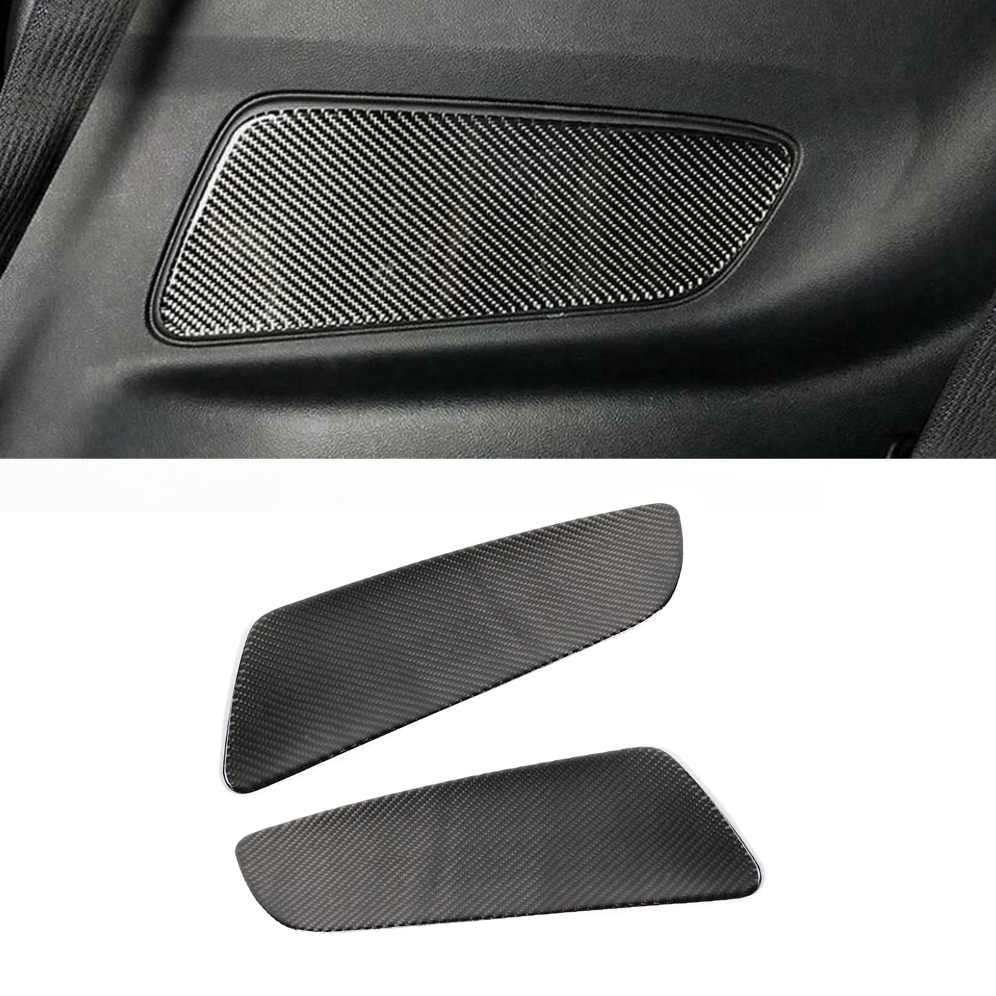 Real Carbon Fiber Rear Seat Door Panel Cover Trim For Ford Mustang 2015-2019