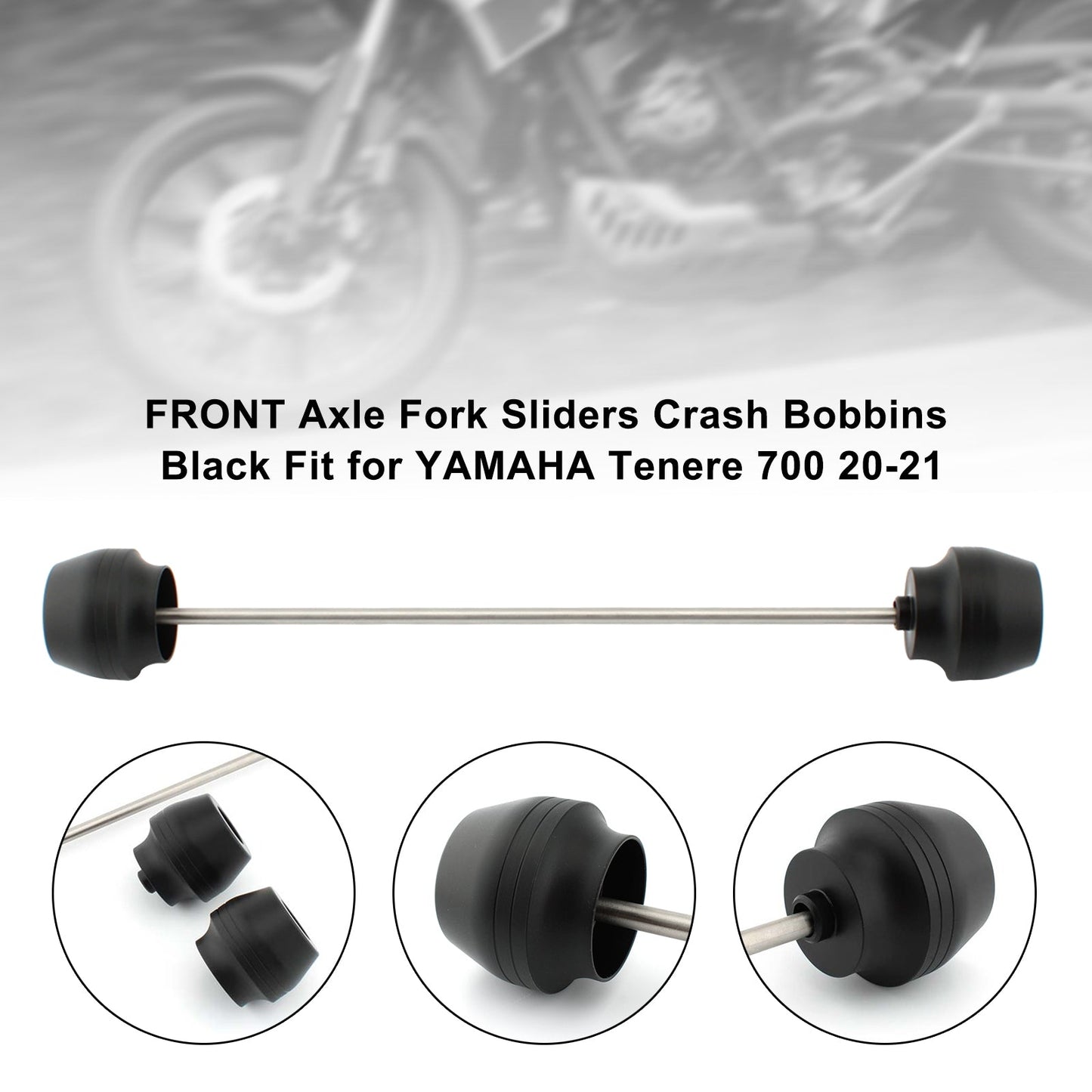 Front Axle Fork Sliders Crash Bobbins Black Fit For Yamaha Tenere 700 20-21