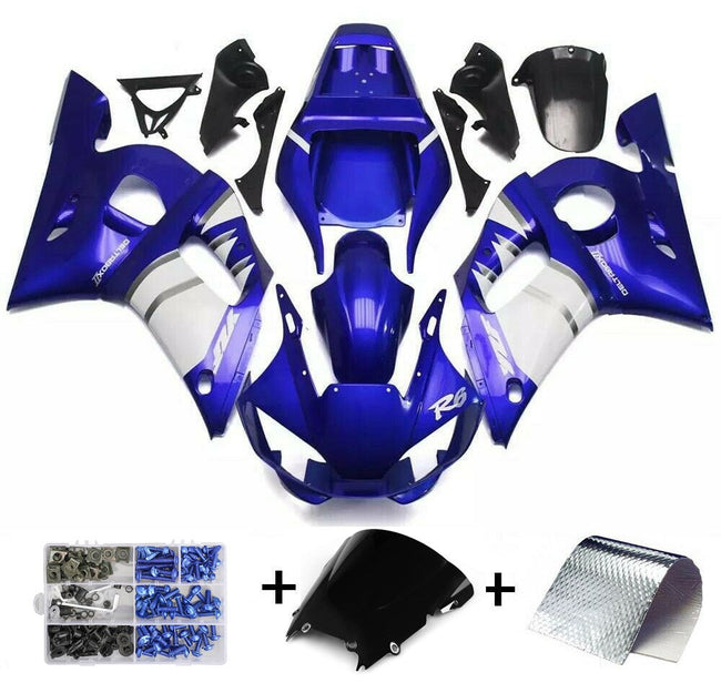 1998-2002 Yamaha YZF R6 Fairing Blue White Fairing Kit by Amotopart