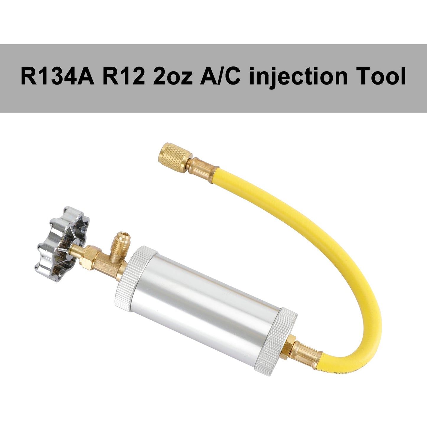 2OZ R134A R12 Hand Turn Pump Oil Injection Oil&Dye Injector Vehicle A/C Adapter