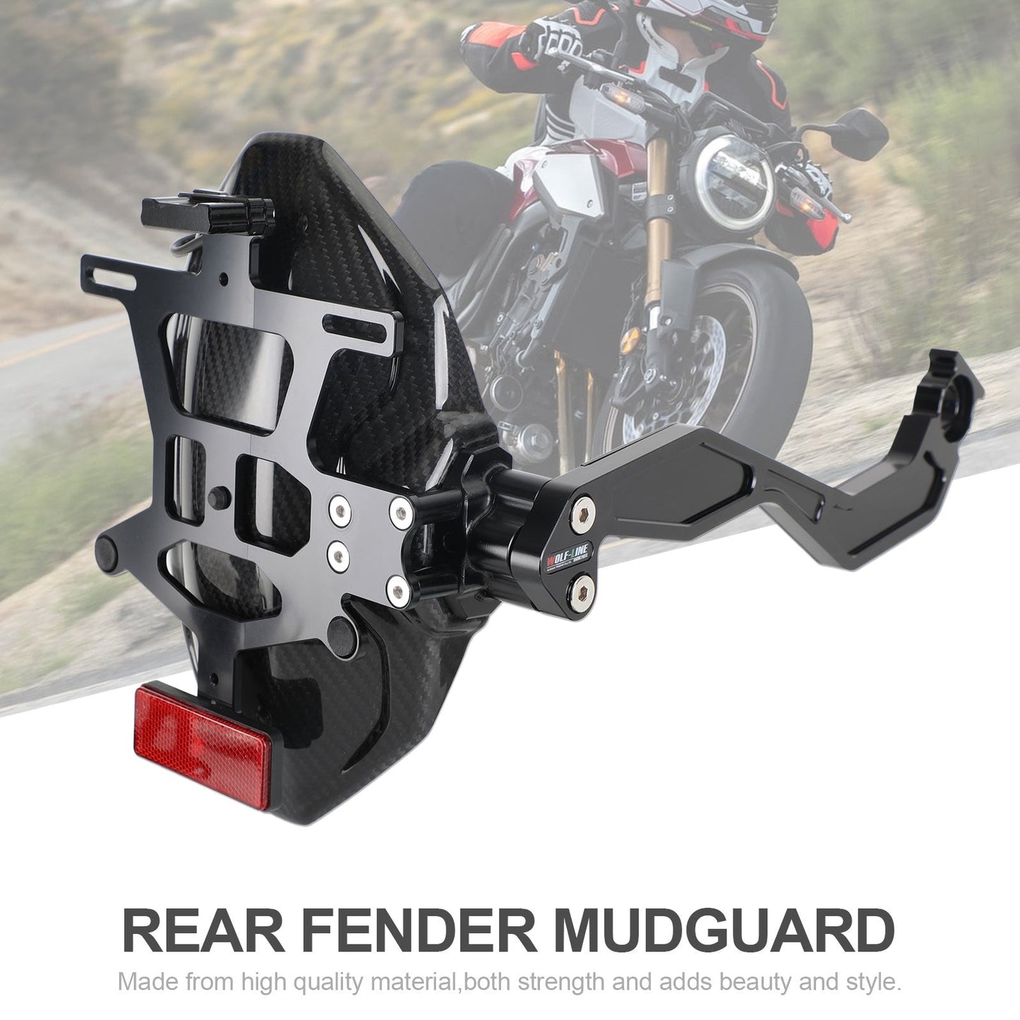 Real Carbon Fiber Rear Mudguard Fender Bracket Holder LED for Honda CB650R 2021+