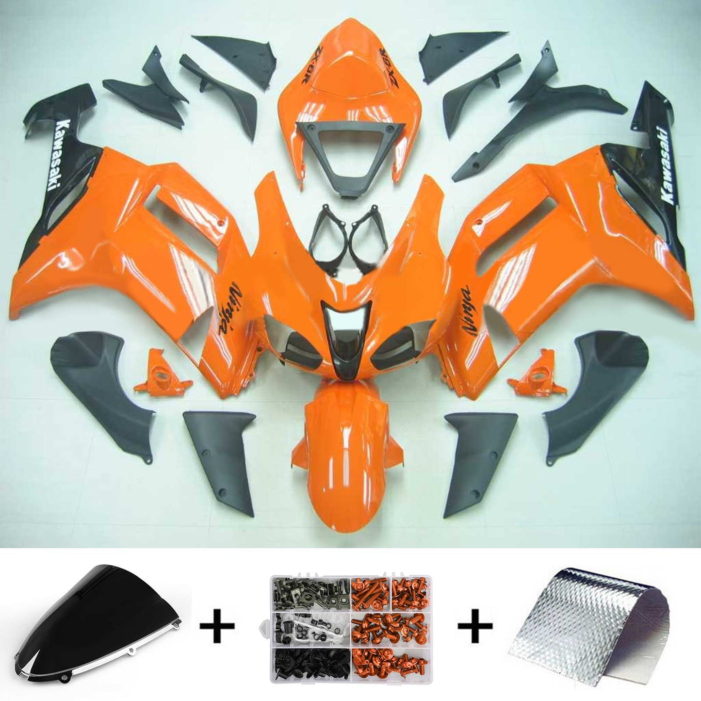 2007-2008 Kawasaki ZX6R 636 Amotopart Injection Fairing Kit Bodywork Plastic ABS #115