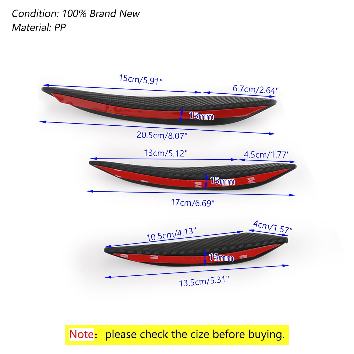 6pcs Universal Car Front Bumper Fins Spoiler Canards Refit Carbon Fiber Look