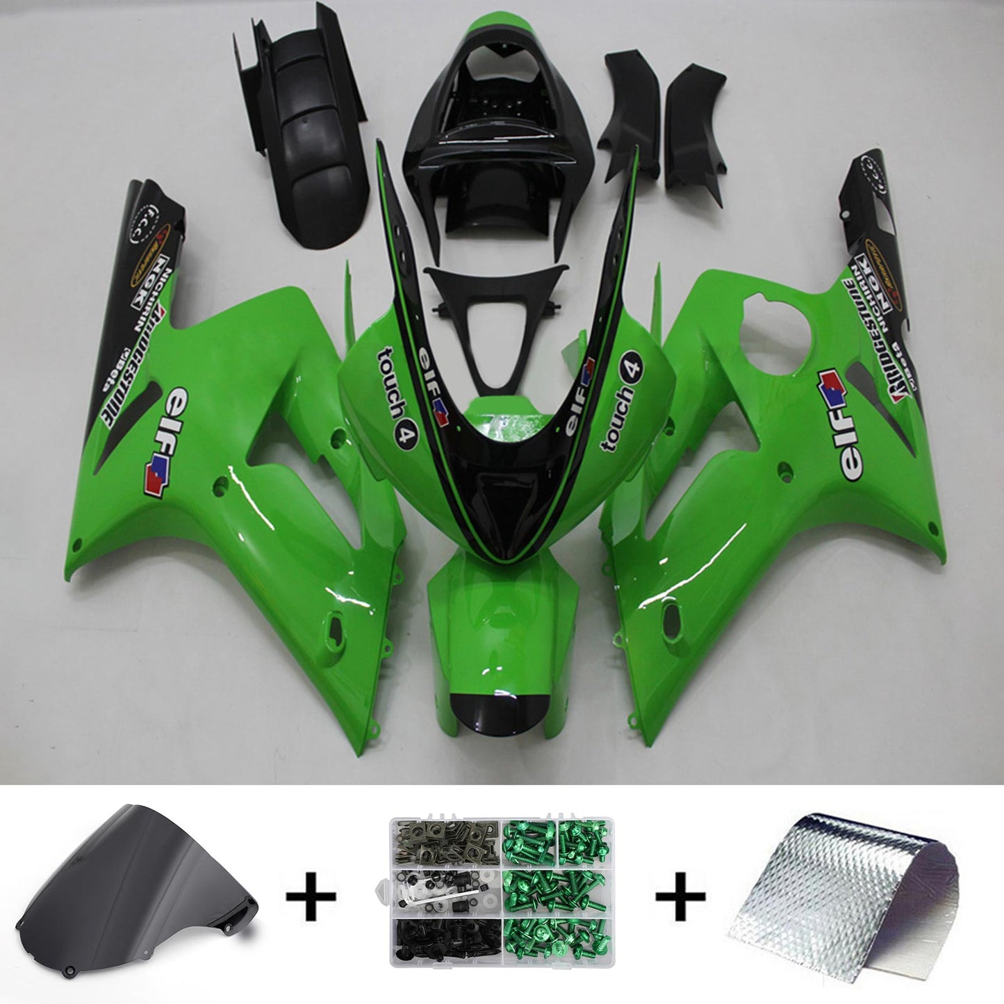 2003-2004 Kawasaki ZX6R 636 Injection Fairing Kit Bodywork Plastic ABS#124