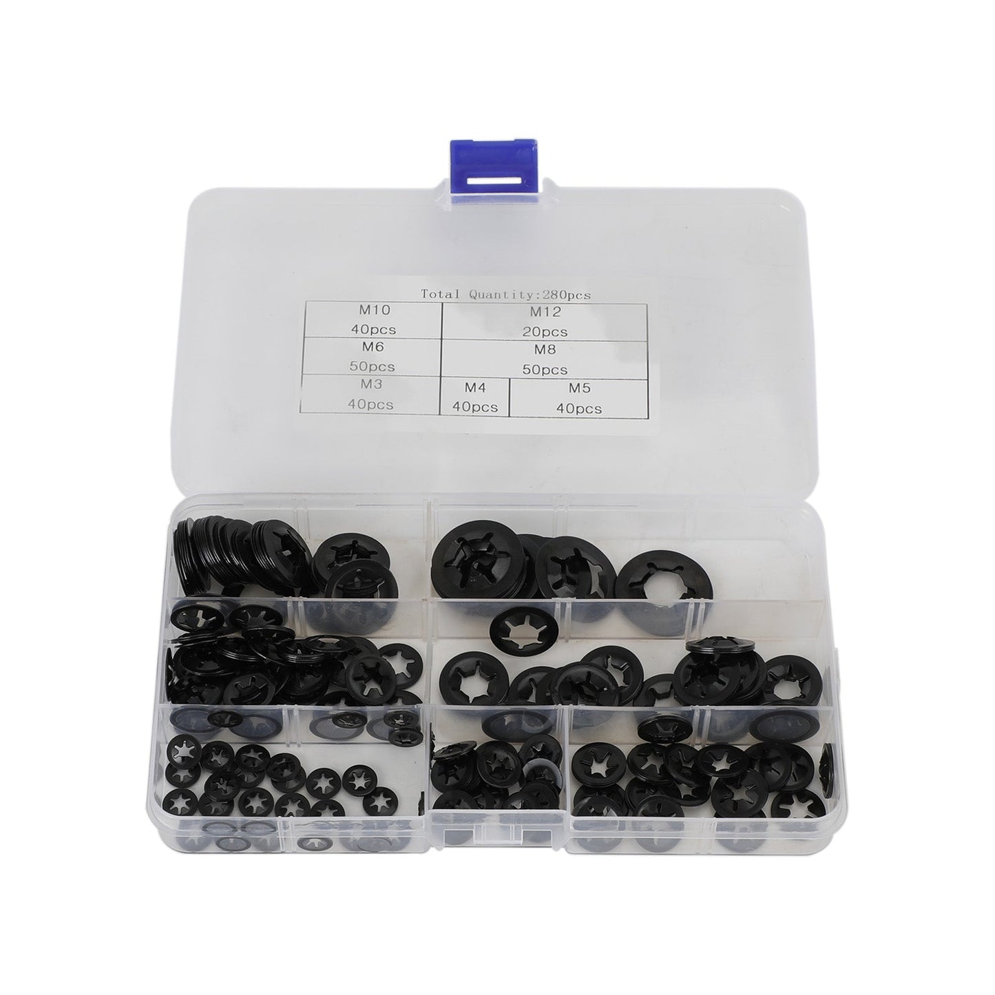 280Pcs Internal Tooth Star Lock Spring Quick Washer Push On Speed Nut Assortment
