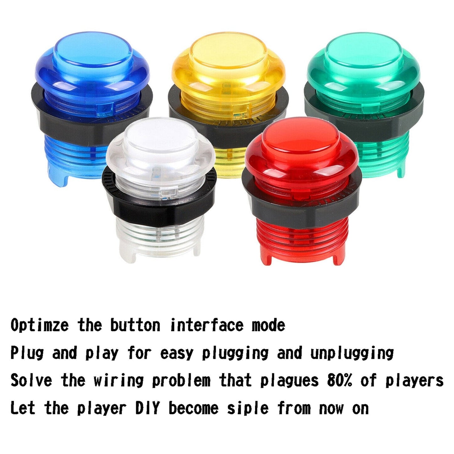 Arcade 1 Player DIY Kit 5V LED Buttons for Arcade PC Games Mame Raspberry pi