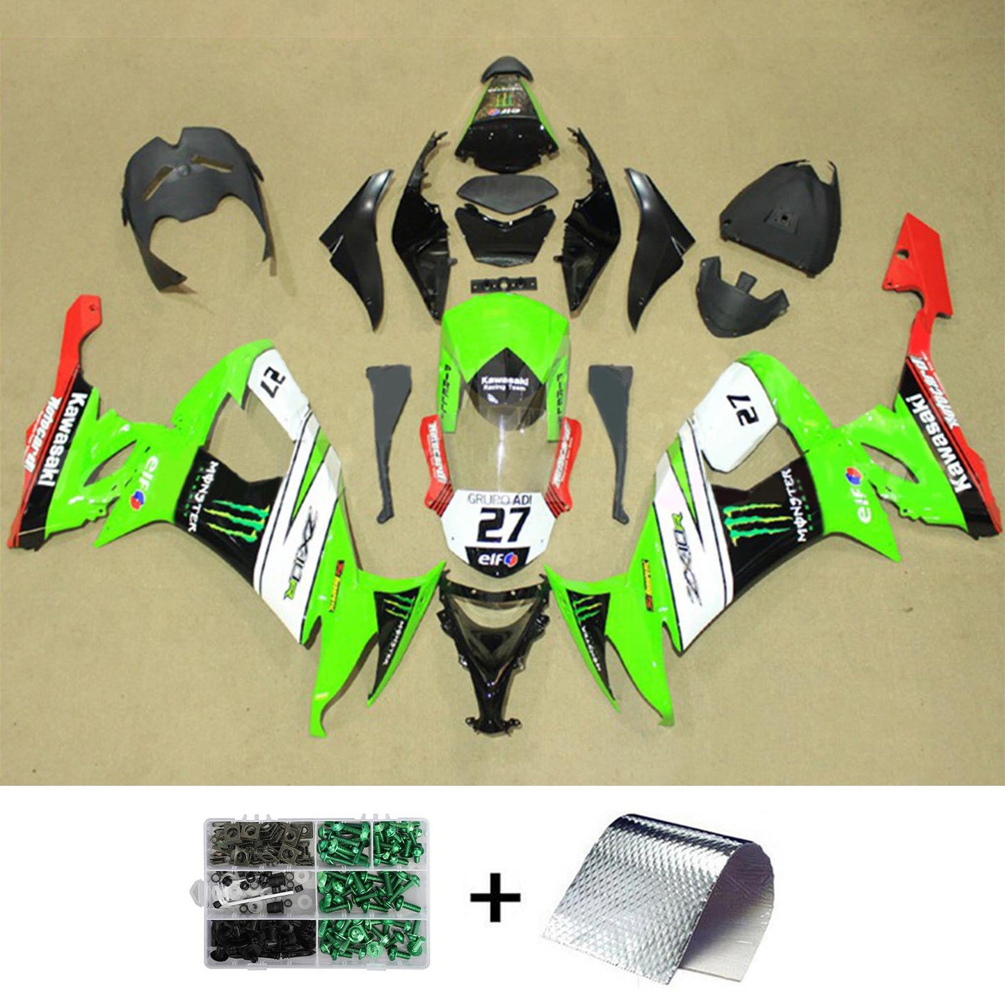 2008-2010 Kawasaki ZX10R Injection Fairing Kit Bodywork Plastic ABS#134