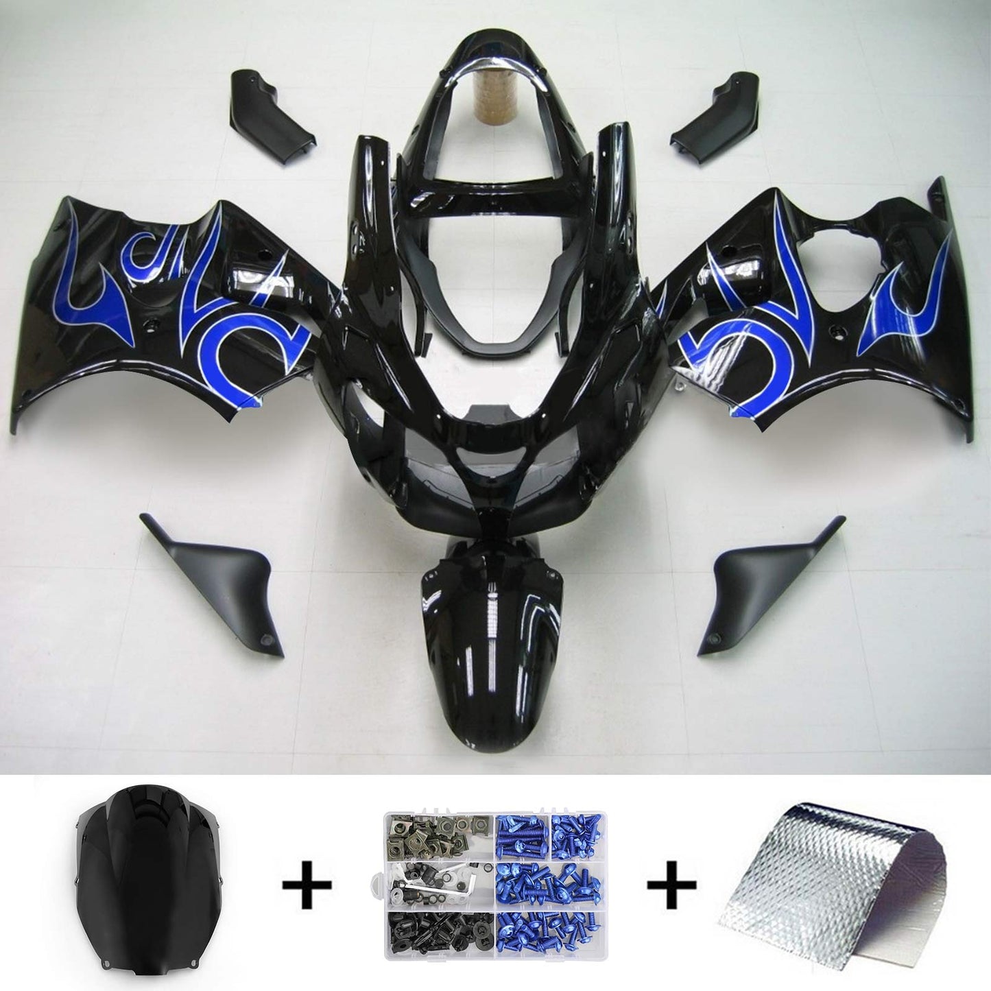 00-02 Kawasaki ZX6R 636 05-08 Kawasaki ZZR600 Amotopart Injection Fairing Kit Bodywork Plastic ABS #104