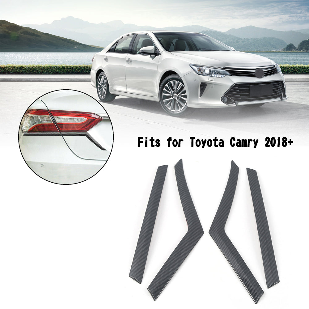 Carbon Fiber Rear Tail Light Lamp Strip Cover Trim For Toyota Camry 2018+