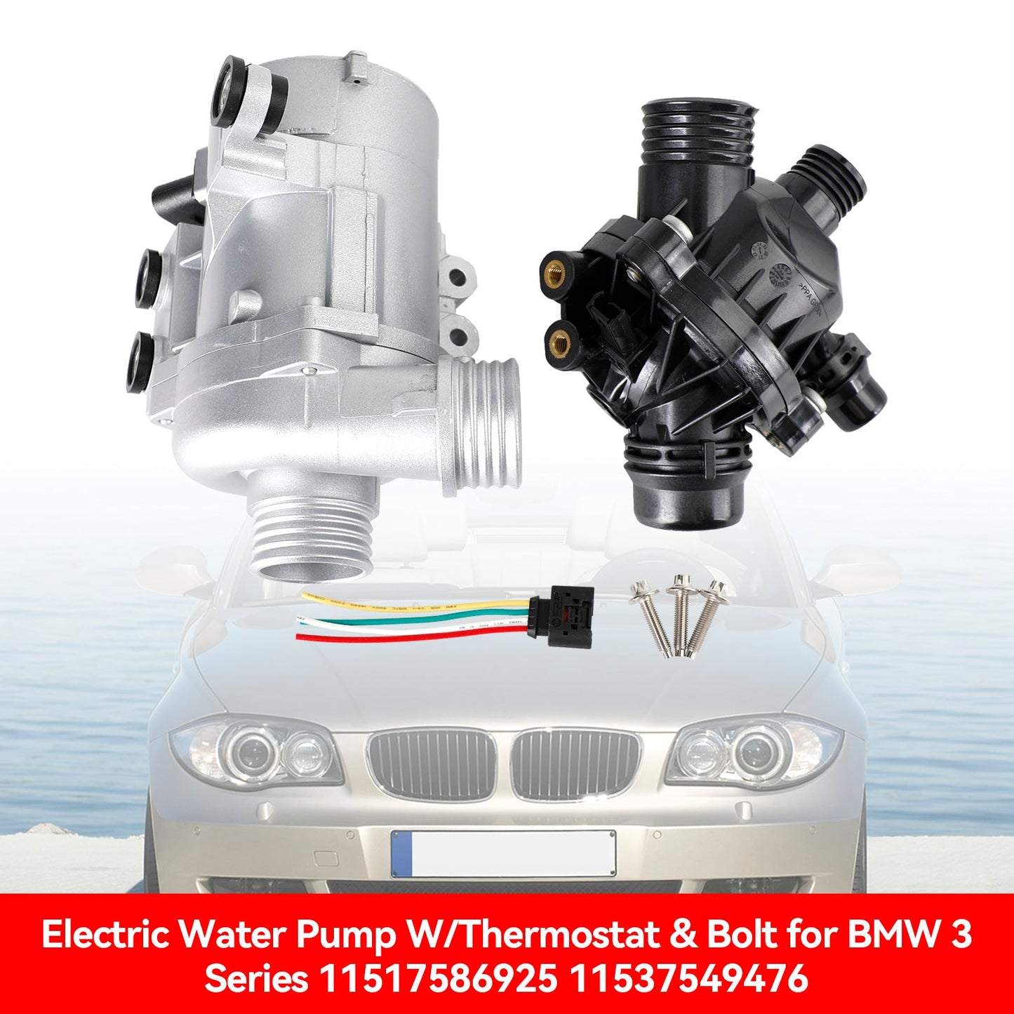 2007-2008 BMW 328xi X5 3.0si Electric Water Pump W/Thermostat & Bolt 11517586925 11537549476
