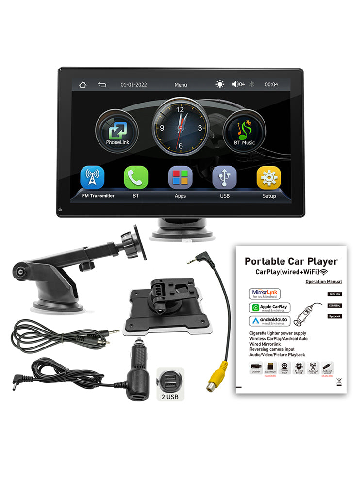 9" Car MP5 Player Apple Carplay/Android Auto Car Bluetooth Radio 4 LED Camera