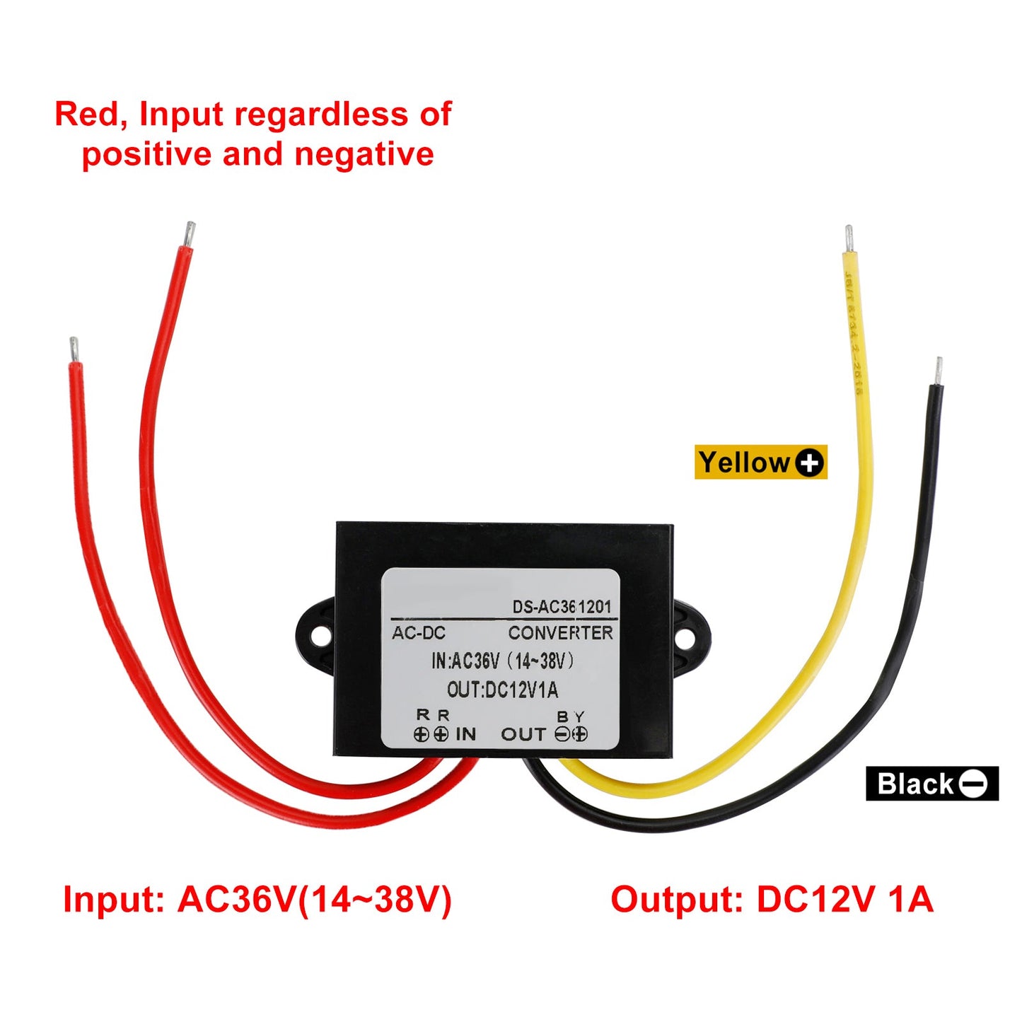 Waterproof AC-DC Converter AC 36V Step Down to DC12V Power Supply Module 1A