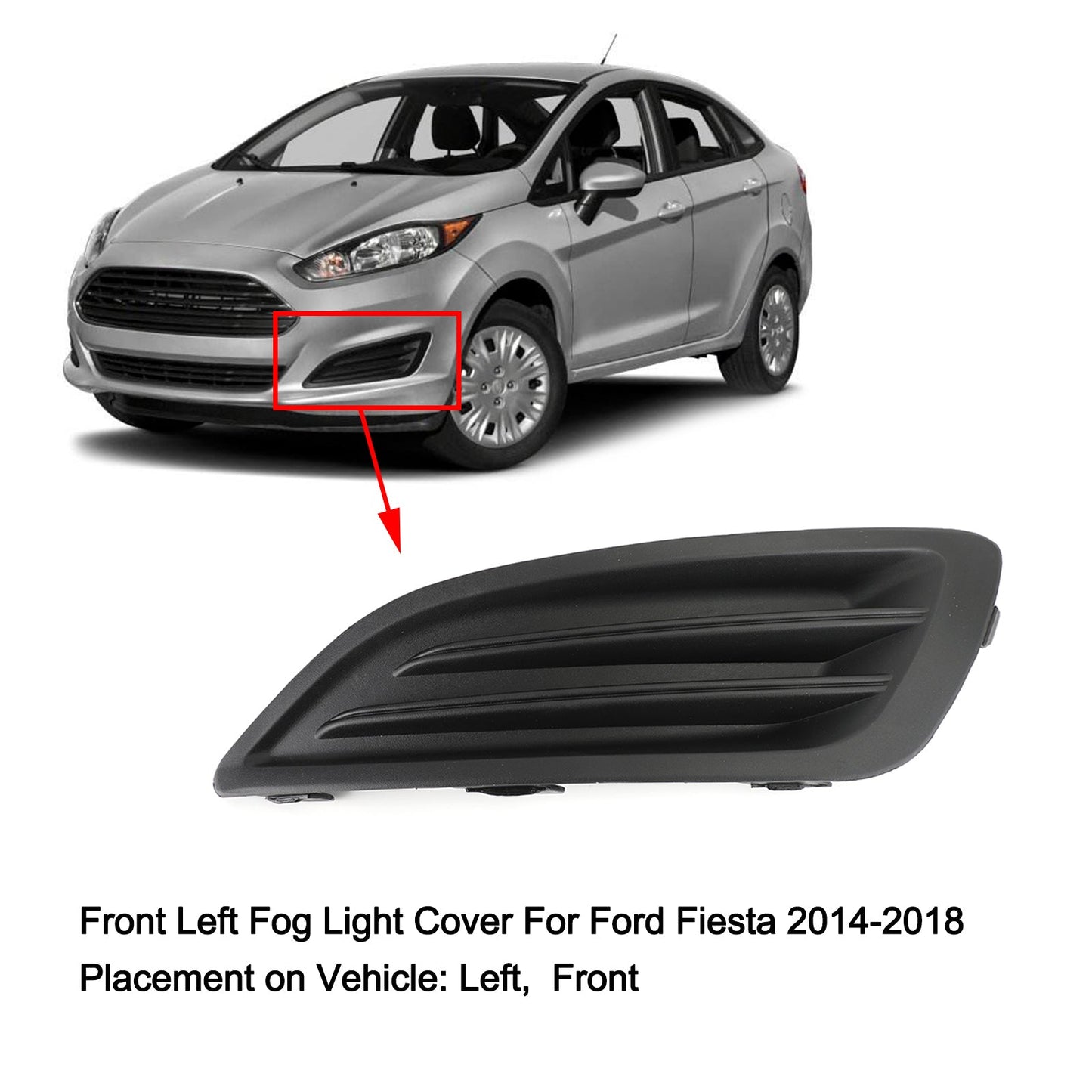 Front Left Bumper Fog Light Cover Trim For Ford Fiesta 1.0 1.6 2014-2018