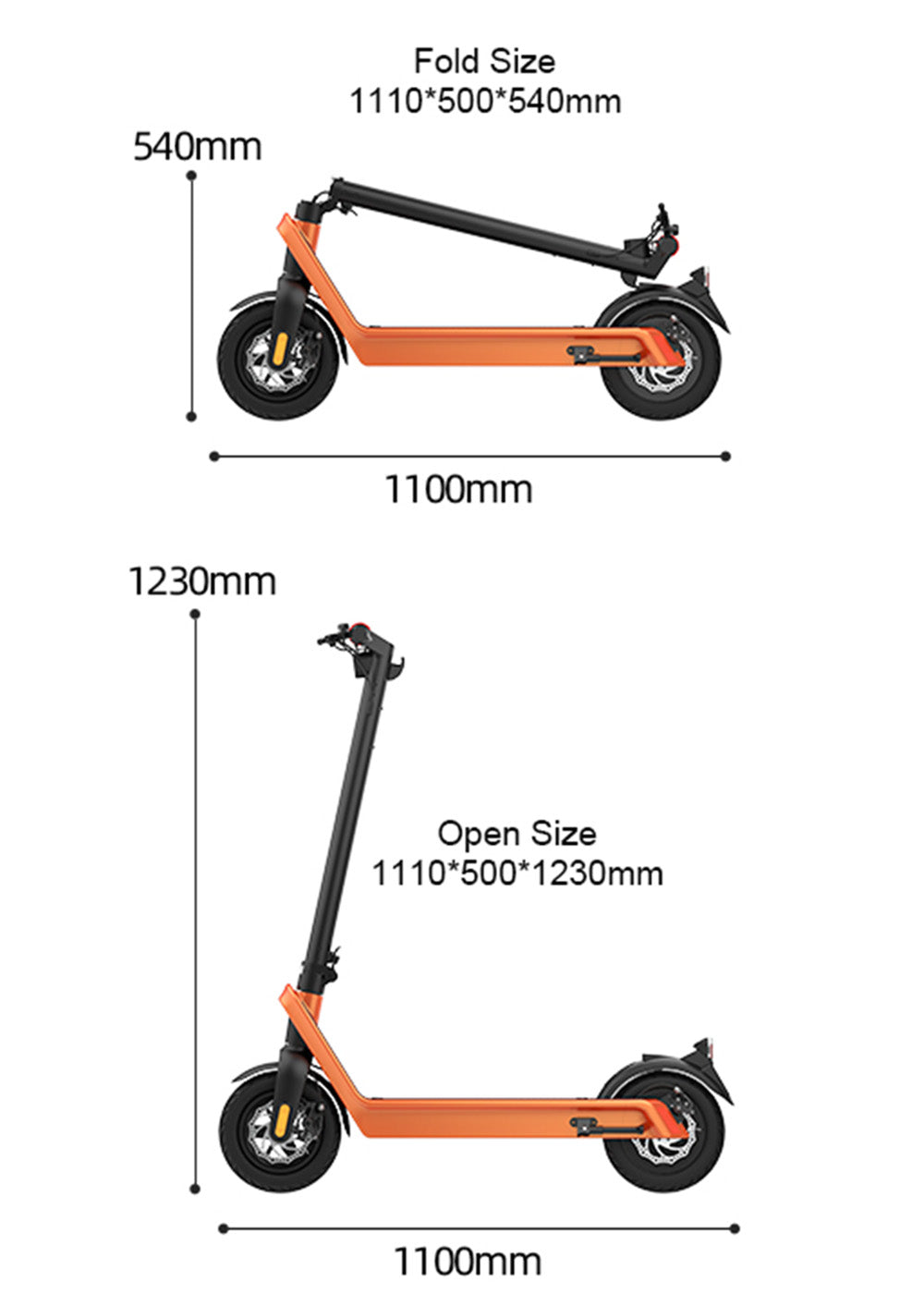 10" Folding Electric Scooter 500W 70KM Range 40km/h For Adult City Commute