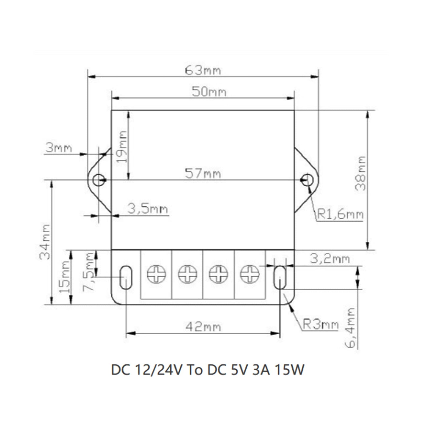 DC 12V/24V Step Down To DC 5V 3A 15W Voltage Regulator Reducer Power Converter