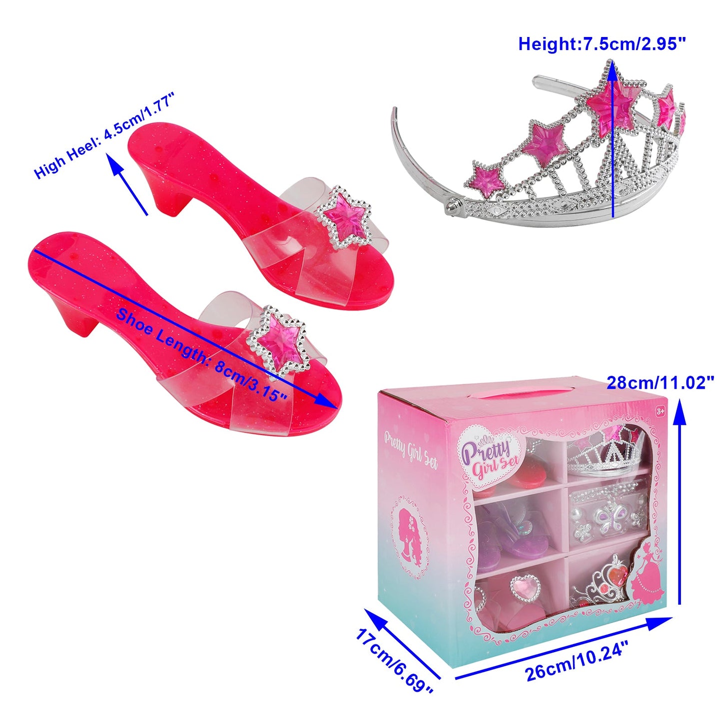 Dress Up Princess Dress Up Heels Jewelry And Tiaras Toys For Little Girls Kids