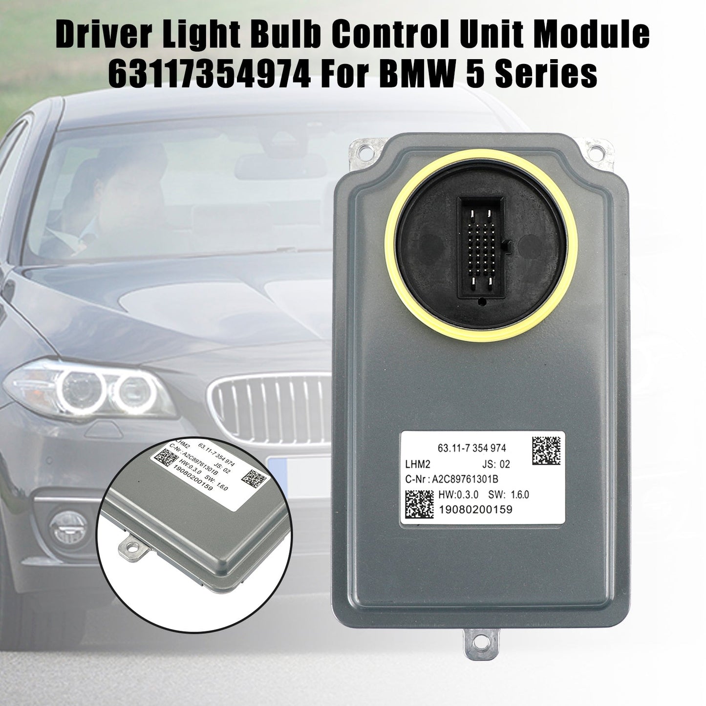 2014-2016 BMW 535d 535dx 550i 550ix Driver Light Bulb Control Unit Module 63117354974