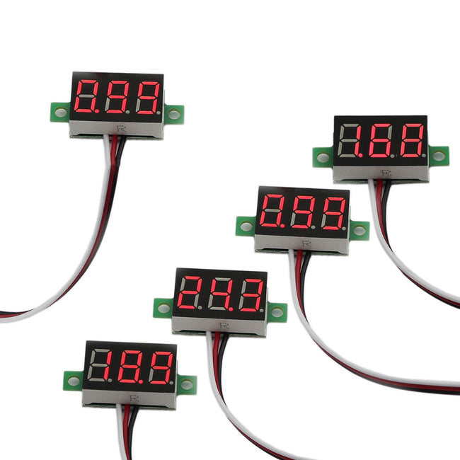 5x Mini DC 0-30V Red LED 3-Digital Display Voltage Voltmeter Panel Calibratable